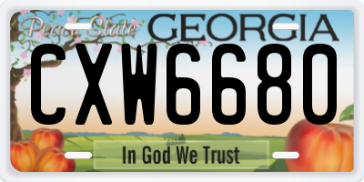 GA license plate CXW6680