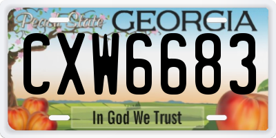 GA license plate CXW6683