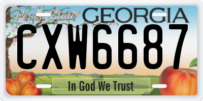 GA license plate CXW6687