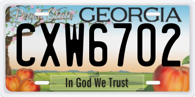 GA license plate CXW6702