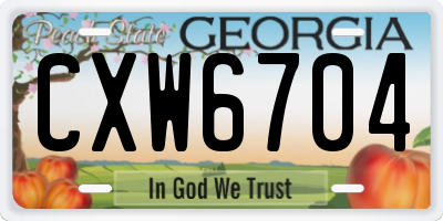 GA license plate CXW6704