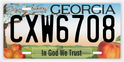 GA license plate CXW6708