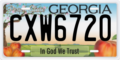 GA license plate CXW6720