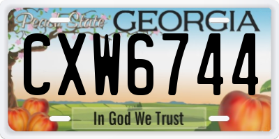 GA license plate CXW6744
