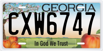 GA license plate CXW6747