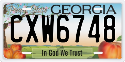 GA license plate CXW6748