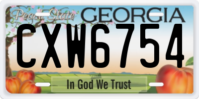 GA license plate CXW6754