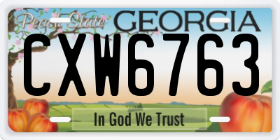 GA license plate CXW6763