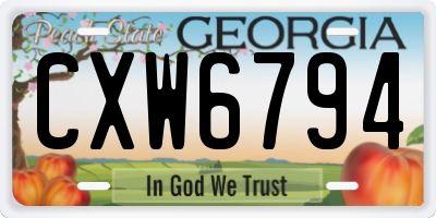 GA license plate CXW6794
