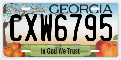 GA license plate CXW6795
