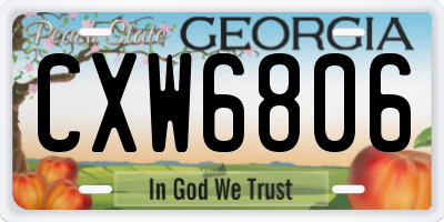 GA license plate CXW6806