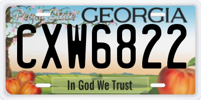 GA license plate CXW6822