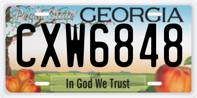 GA license plate CXW6848