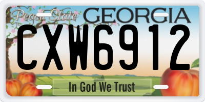 GA license plate CXW6912