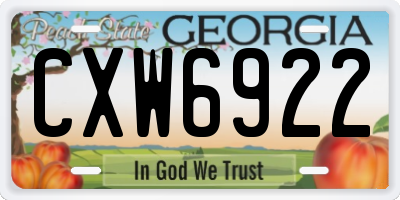 GA license plate CXW6922