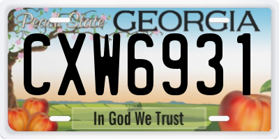 GA license plate CXW6931