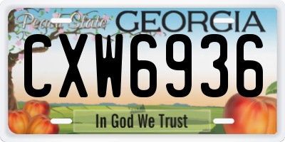 GA license plate CXW6936