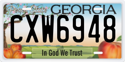 GA license plate CXW6948