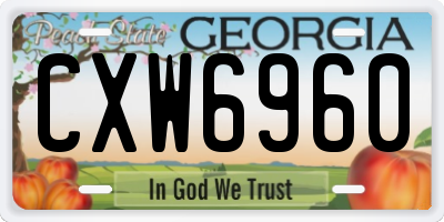 GA license plate CXW6960