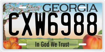 GA license plate CXW6988