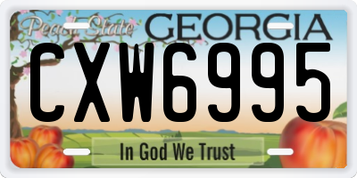 GA license plate CXW6995
