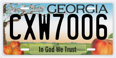 GA license plate CXW7006