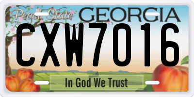 GA license plate CXW7016