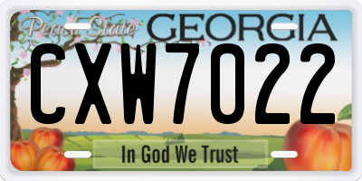 GA license plate CXW7022