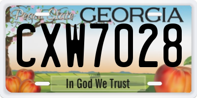 GA license plate CXW7028