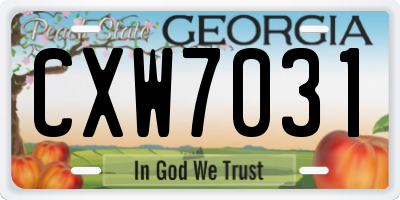 GA license plate CXW7031