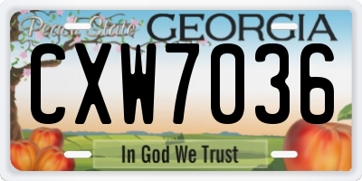 GA license plate CXW7036