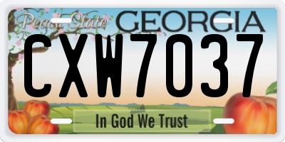 GA license plate CXW7037