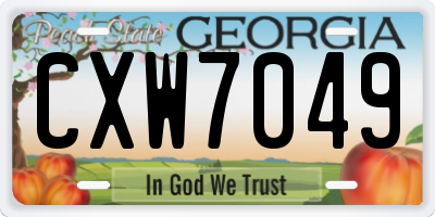 GA license plate CXW7049