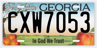 GA license plate CXW7053