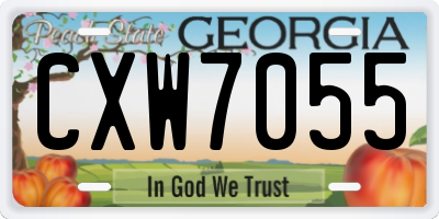 GA license plate CXW7055