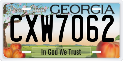GA license plate CXW7062