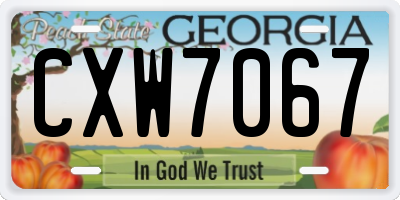 GA license plate CXW7067