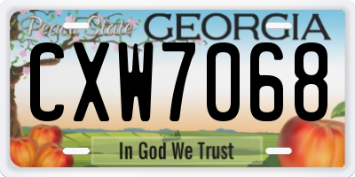 GA license plate CXW7068