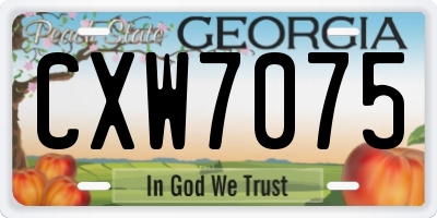 GA license plate CXW7075