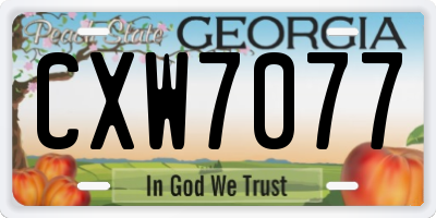 GA license plate CXW7077