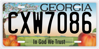 GA license plate CXW7086