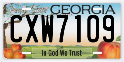 GA license plate CXW7109