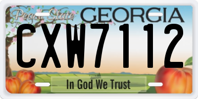 GA license plate CXW7112
