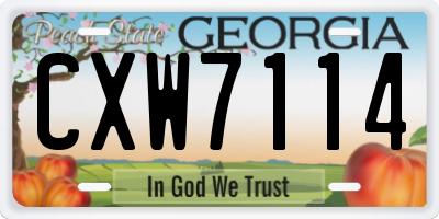 GA license plate CXW7114