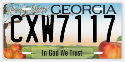 GA license plate CXW7117