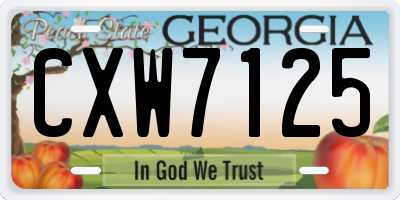 GA license plate CXW7125