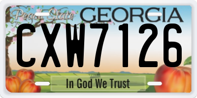 GA license plate CXW7126