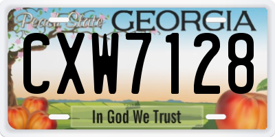 GA license plate CXW7128