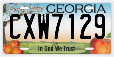 GA license plate CXW7129