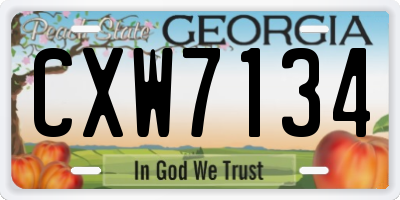GA license plate CXW7134